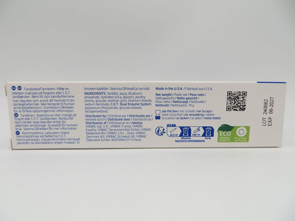Virbac C.E.T. Enzymatic Toothpaste, Eliminates Bad Breath by Removing Plaque & T