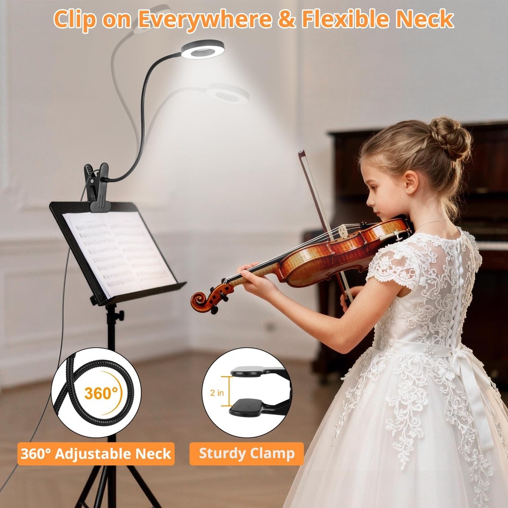 Desk Lamp Clip Light, 10 Dimmable Brightness 3 Light Modes Reading Light, Cla...