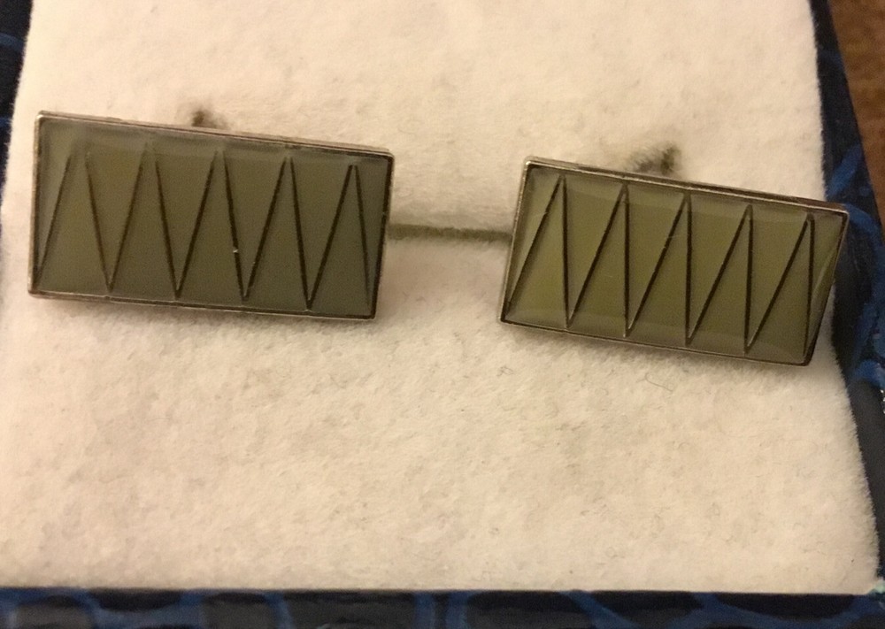 Beautiful Small Cufflinks Enamel & Silver Tone