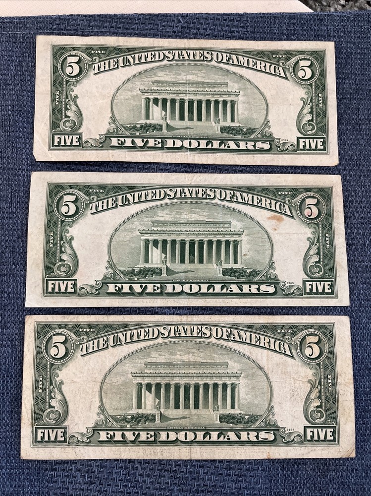 1953, 1953A, 1953B Five Dollar Note Red Seal