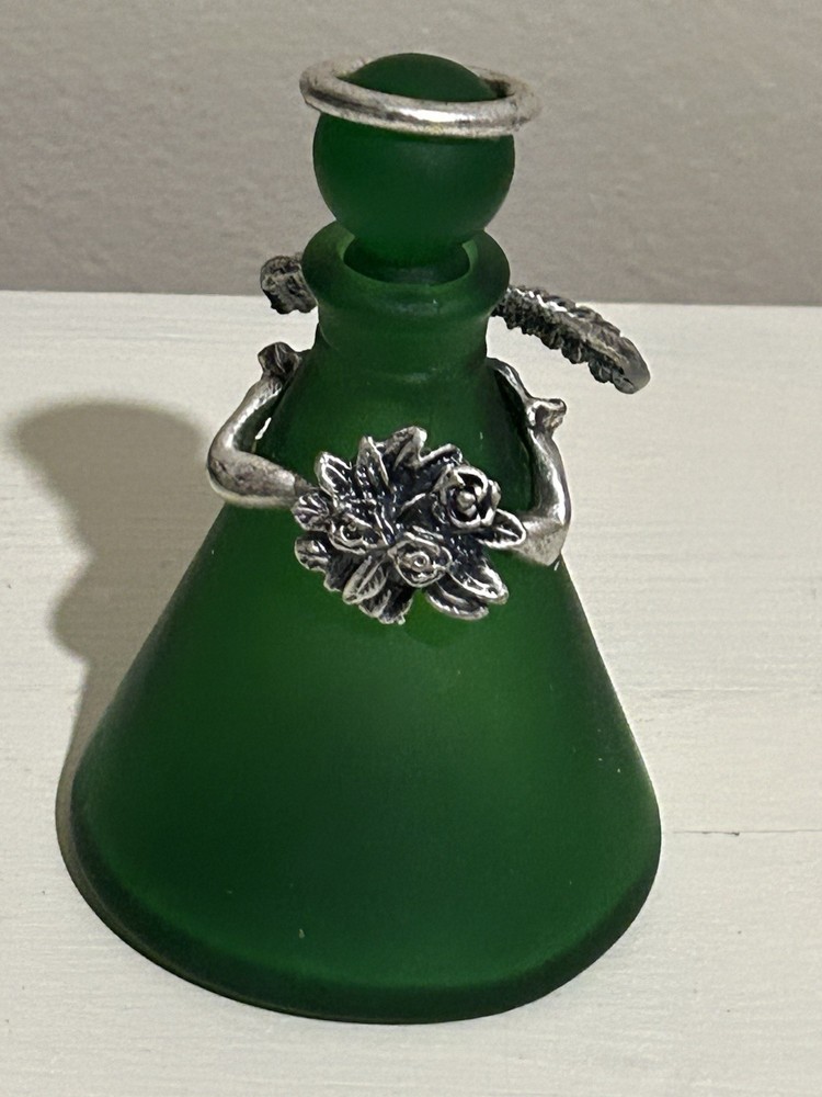 Frosted Green Angel Perfume Bottle
