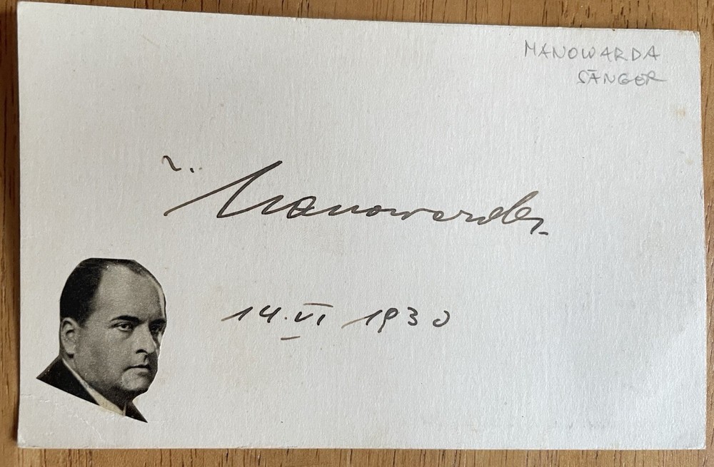 Austrian Opera Singer Josef Von Manowanda Autograph