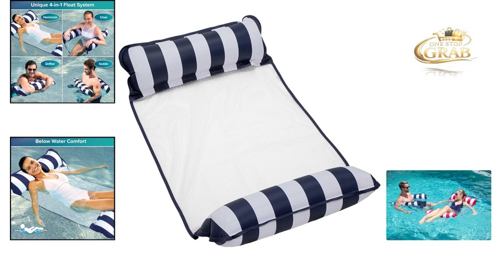 Aqua 4-in-1 Monterey Inflatable Pool Float Navy Blue