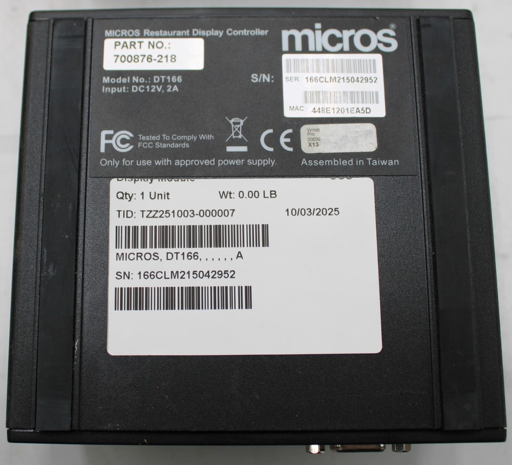 Lot of 5 - Micros Thin Client DT166 700876 Restaurant Display Controller