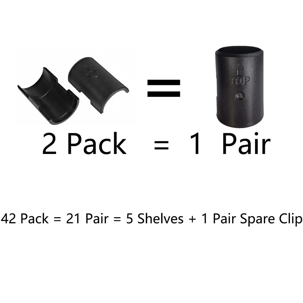 42 Pack Wire Shelf Lock Clips for 1" Post - Replacement Sleeves System
