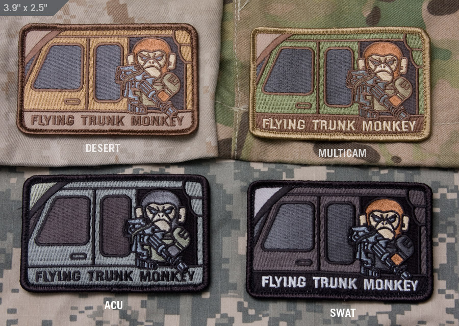 MORALE Patch - Milspec Monkey - FLYING TRUNK MONKEY - ACU - Subdued Urban NEW