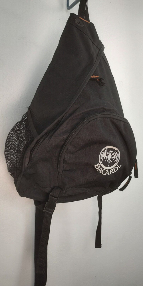 Bacardi Black Backpack Single Strap Side Opening 2 Zipper Storage Back pack