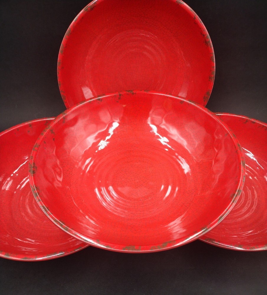 Melamine Serveware 4 Piece Red Bowl Set