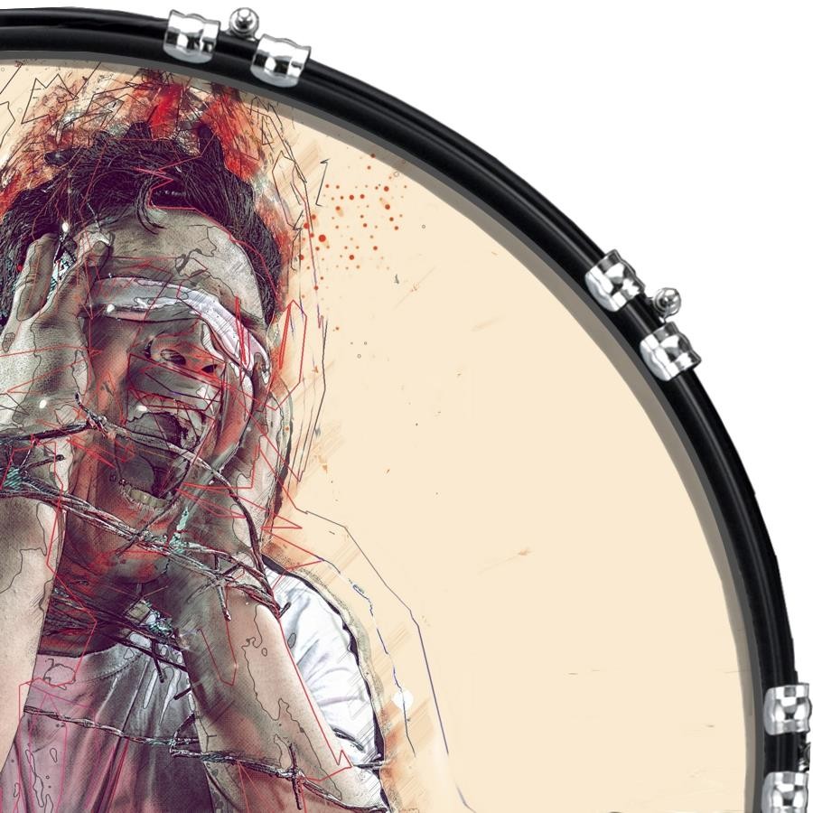 22" Custom Bass Kick Drum Front Head Graphic Graphical Cry for Help