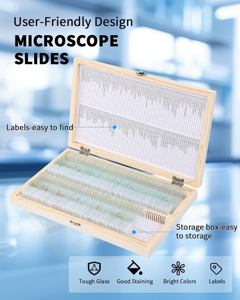 140-Pc Educational Microscope Slide Set - Safe Specimens for Young Scientists
