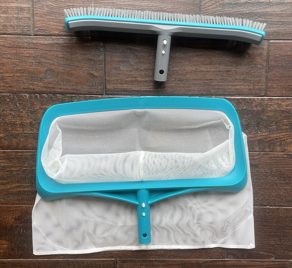 Mainstays Pool Maintenance Kit 2 Piece Wall Pool Brush Leaf Rake