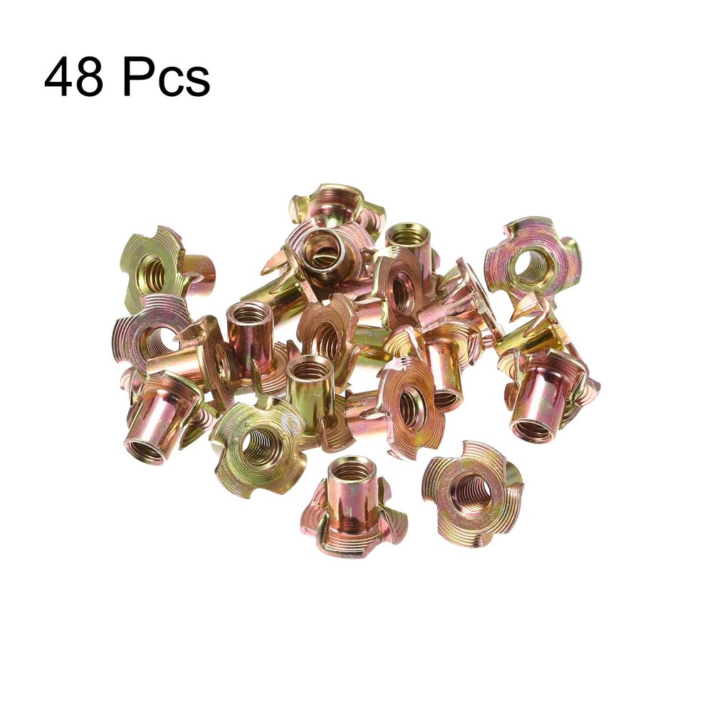 M6x12mm T Nuts 4 Rivets T Nut Carbon Steel Threaded Inserts 48pcs