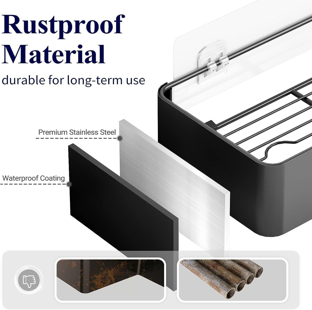 Shower Caddy - 2 Pack Rustproof Shower Organizer, Drill-Free & Quick-Dry Shower