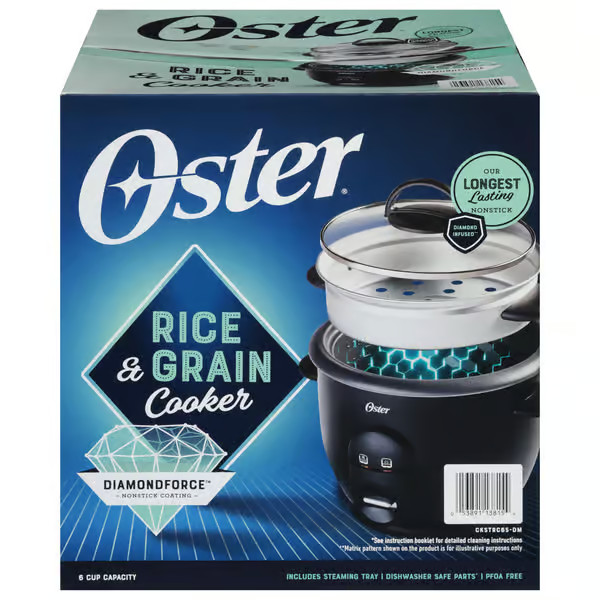 Oster Rice & Grain Cooker, Diamondforce Nonstick Coating, 6 Cup