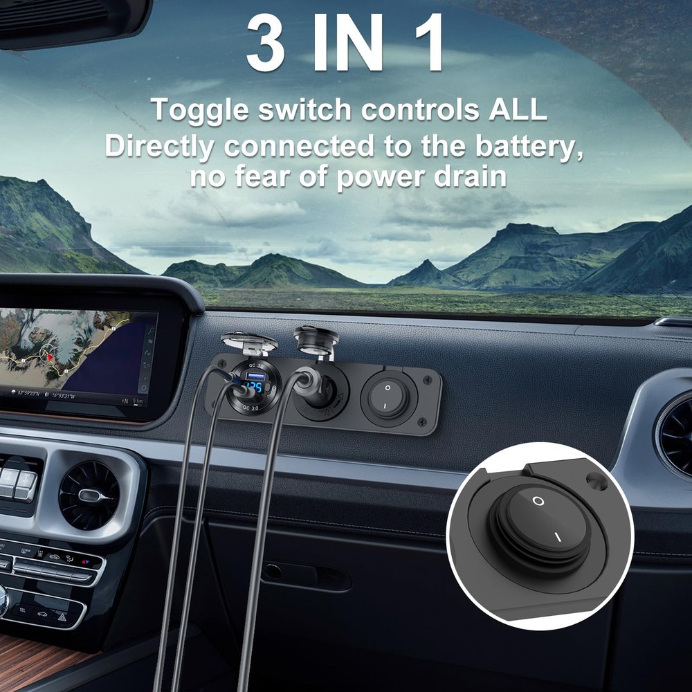 12V USB Outlet Boat Accessories Marine Switch Panel Charger+Socket+Switch