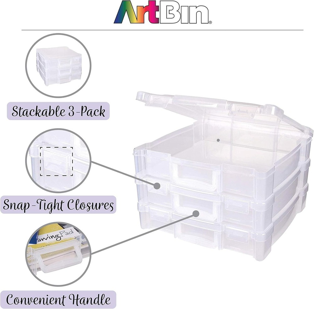 Effortless Craft Storage – 3-Pack 12” x 12” Stackable Organizers with Handles
