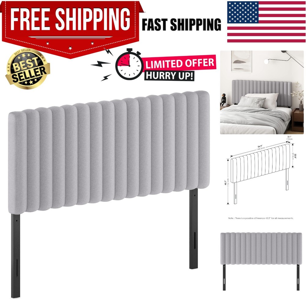 Roanne Upholstered Tufted Headboard, Full, Glacier