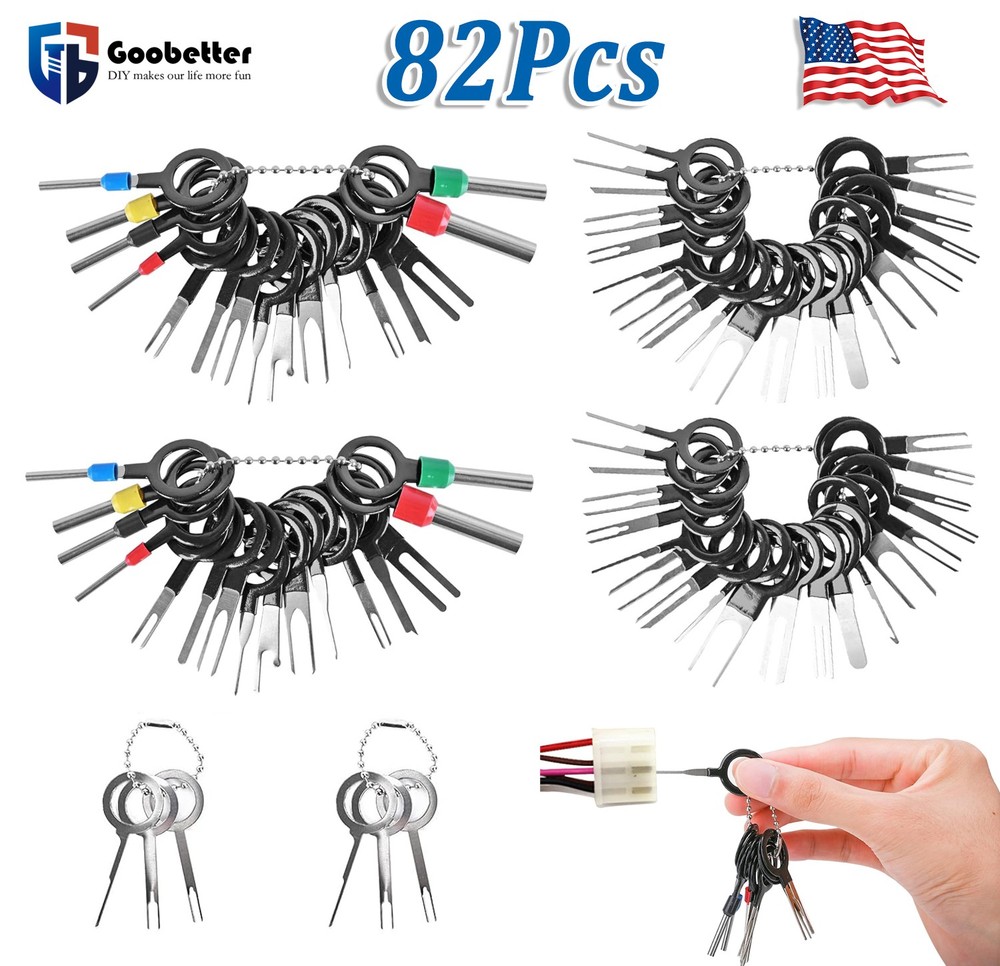 100pcs Pin Ejector Wire Kit Extractor Connector Puller Car Terminal Removal Tool