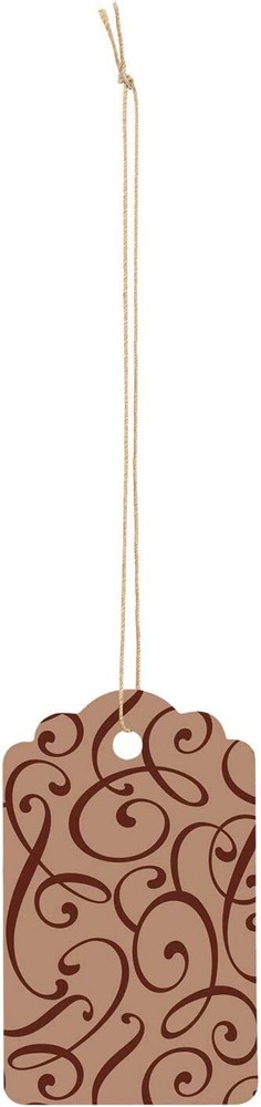 1000 Strung Price Tags 3 ¼” H x 2” W Cocoa Scripts Black Tan White Back String