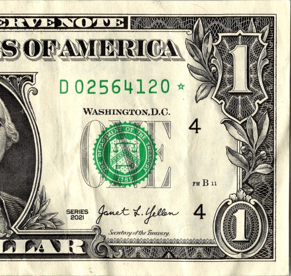 2021 D Star note Fancy Serial Number Regular Run
