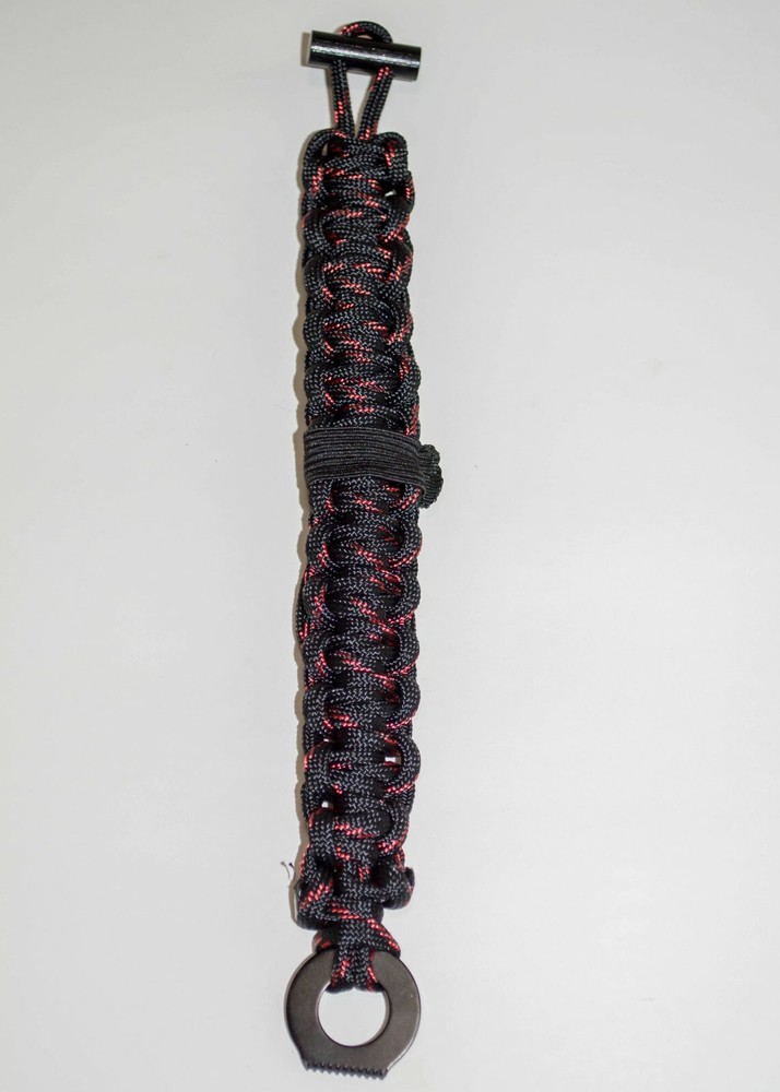 Fire Starter Bracelet Black Survival Paracord Adjustable & EZ Deploy!!