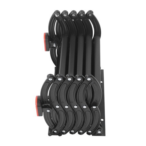 5-Step Wall Mounted Folding Ladder, Black Retractable Telescoping Step Stairs