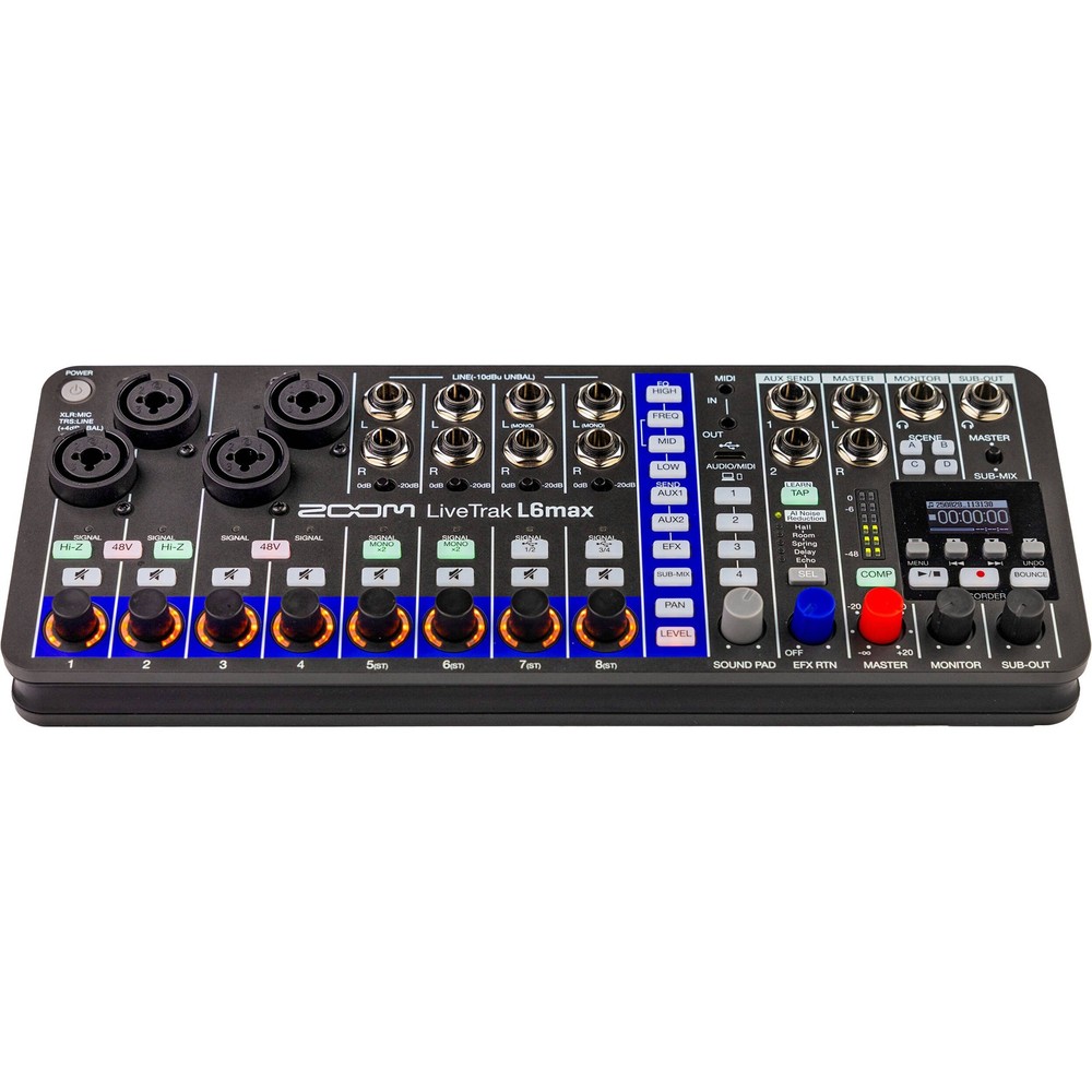 Zoom LiveTrak L6max Digital Mixer/Recorder, Battery Powered, 32-Bit Float,