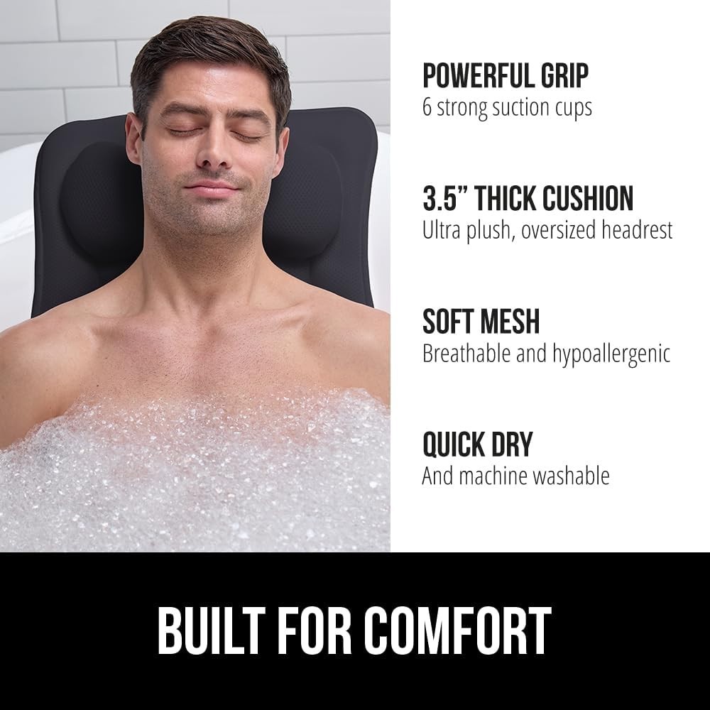 Flexible Ergonomic Bath Pillow with Oversized Headrest - Spa Experience at Home