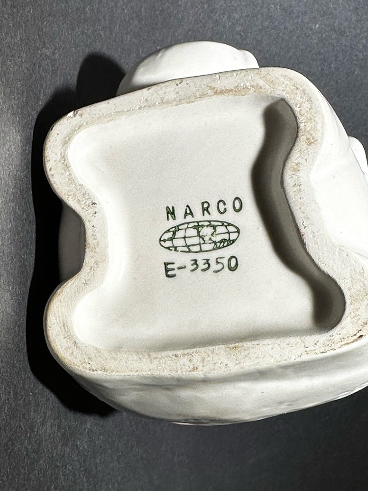 Vintage NARCO E-3350 Ceramic White/blue/pink Small Elephant Planter Pre-owned