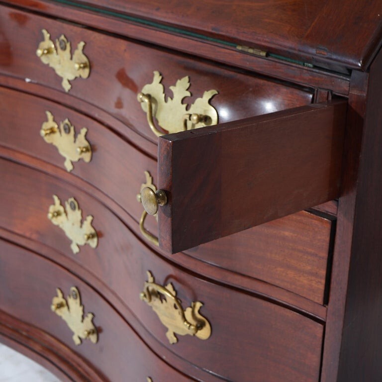 Chippendale Style Mahogany Serpentine Drop-Front Desk 20thC