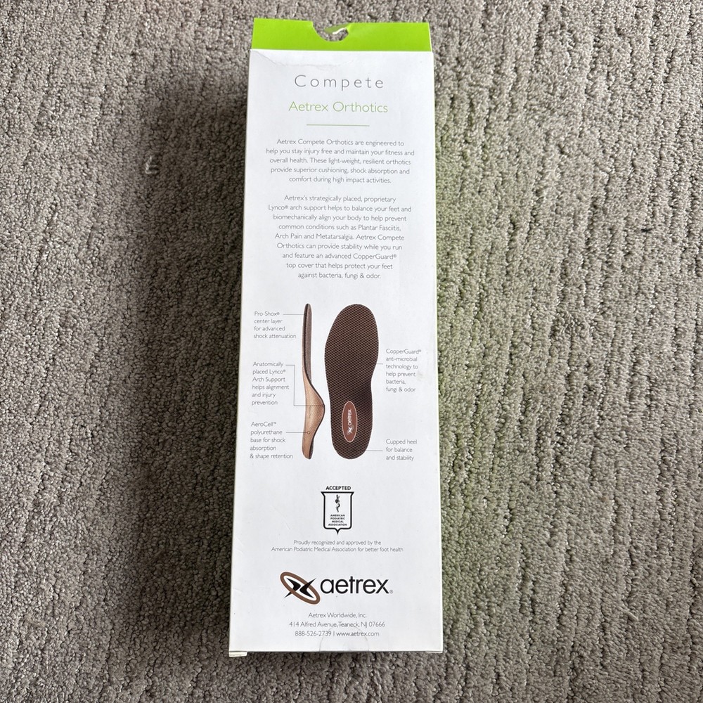 Aetrex Compete L400 Orthotics Men Size 9 New