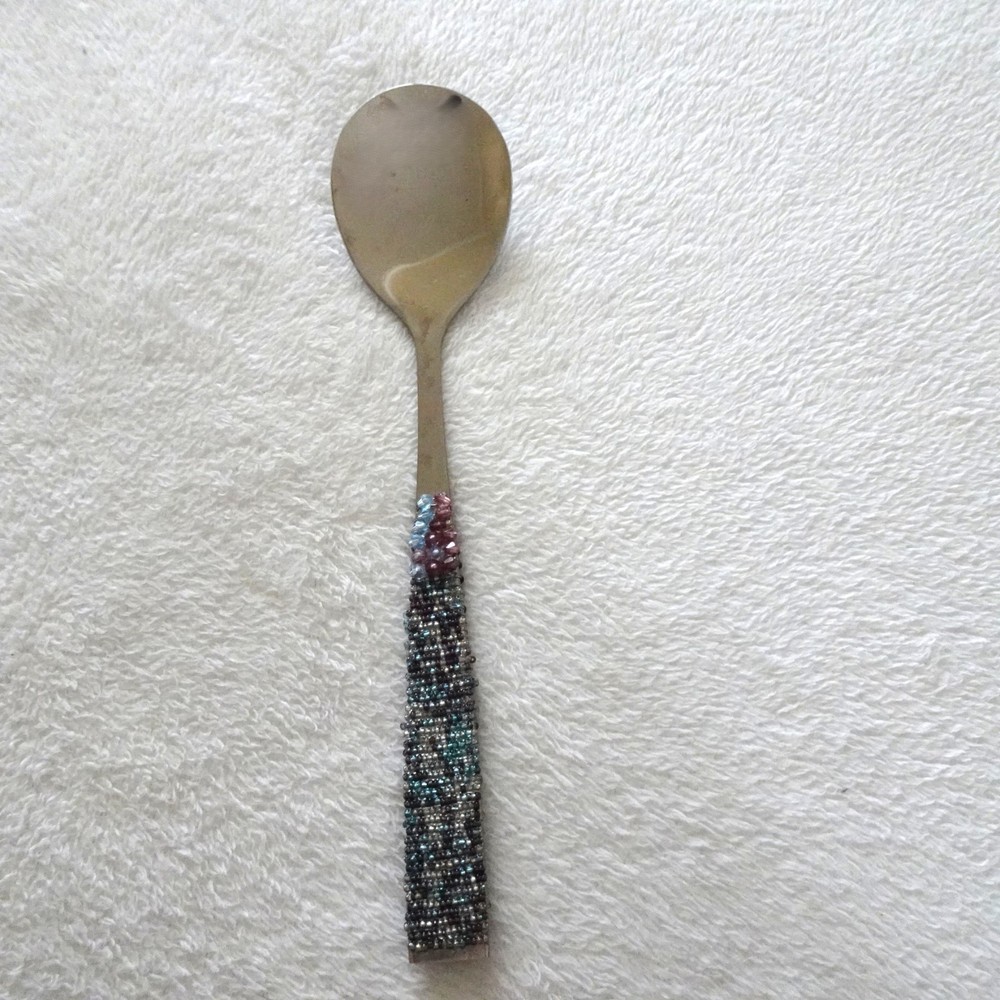 Beaded Handle Salad Serving Utensil Set Cake Pie Server Party Holiday