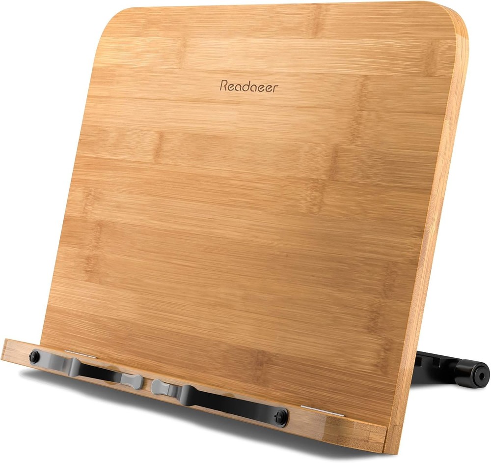 Bamboo Book Stand Adjustable Large 13.4x9.3