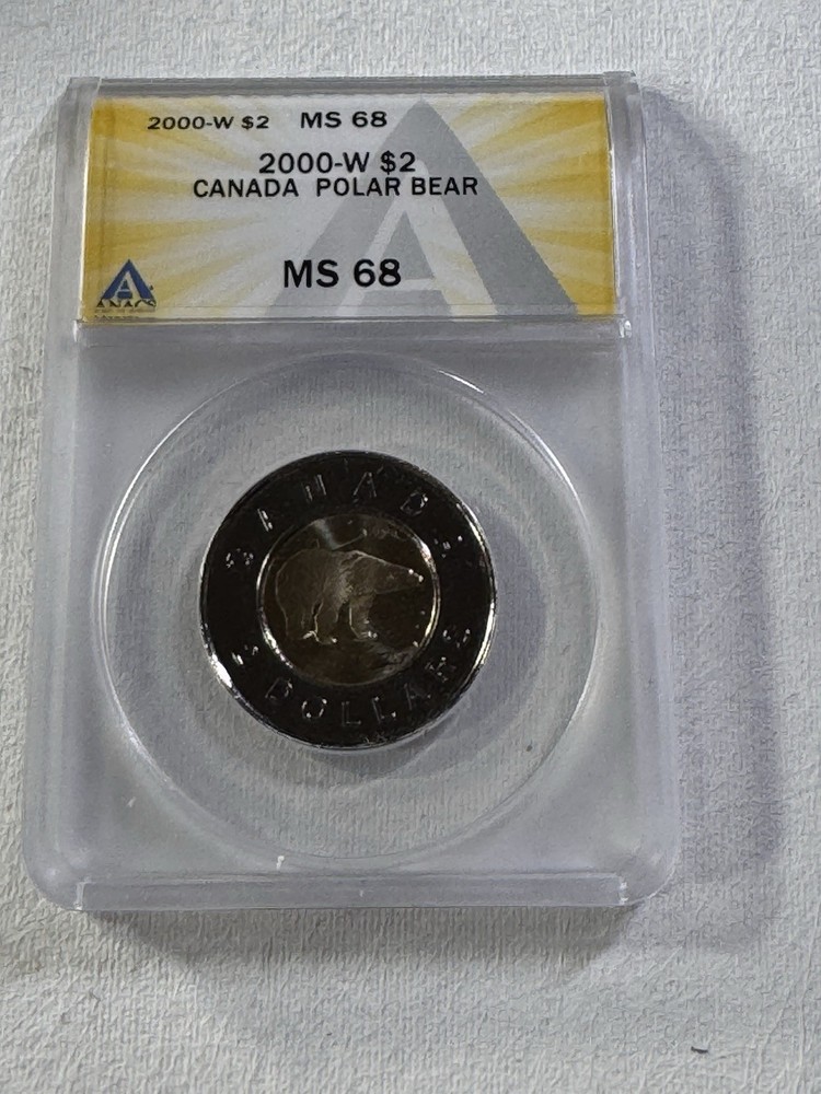 2000-W Canada 2 Dollar Graded MS 68 by ANACS Toonie