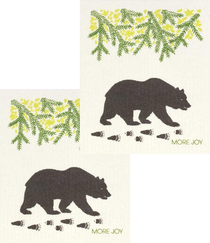 More Joy - Eco-Friendly Swedish Dishcloths, Pack of 2 Black Bear