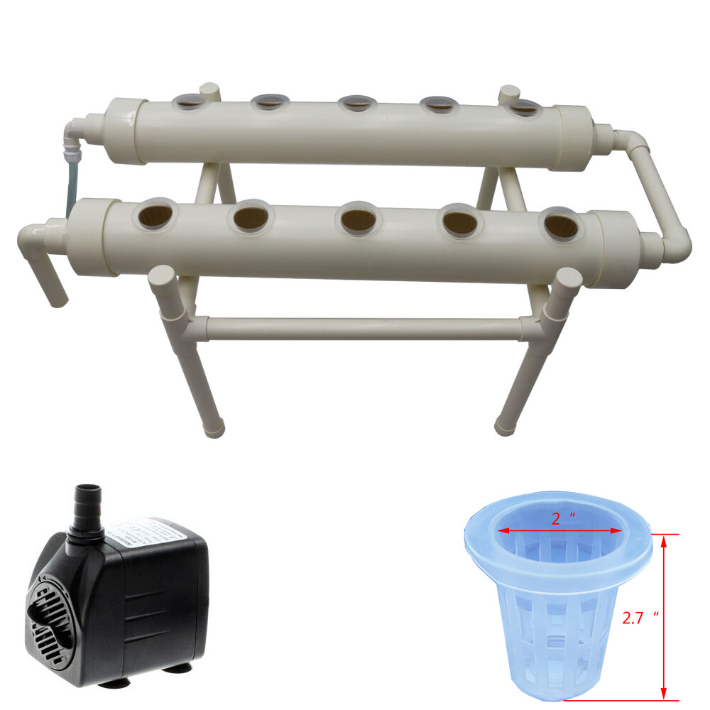 10 Sites Bolder Pope Hydroponic System Vegetable Fruit Growing Kit +water pump