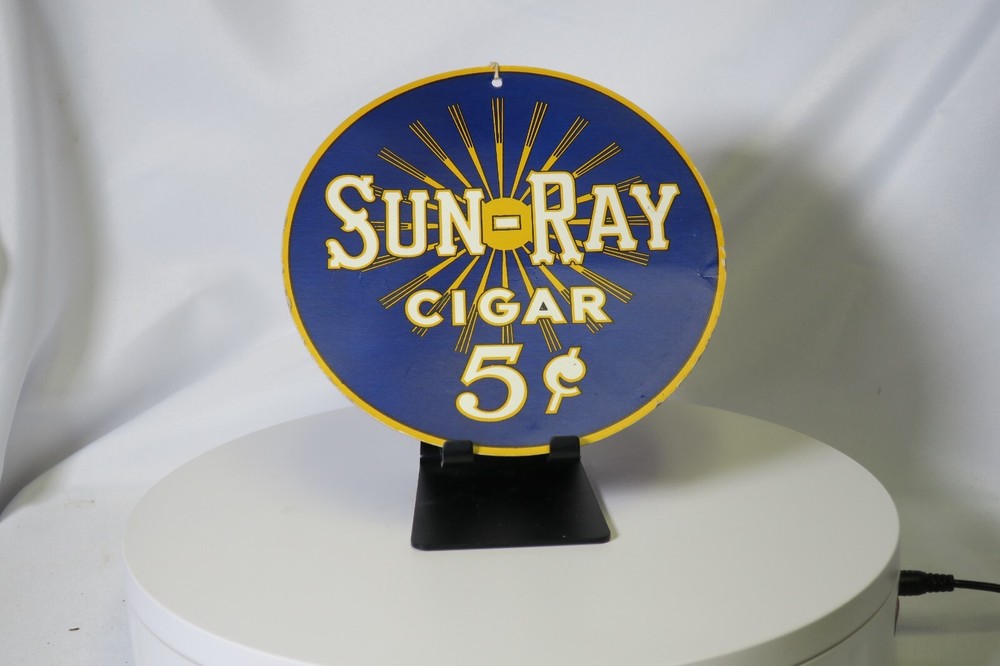 Vintage Sun Ray Cigar Cardboard Double Sided Fan Pull