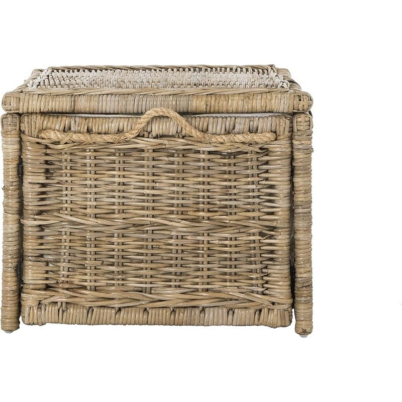 Versatile Wicker Storage Trunk Decorative Bench W/ Cushioned Lid Large Capacity