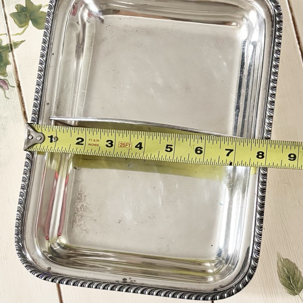 Vintage Silver Plate Platter Divided Serving Dish Two Sections