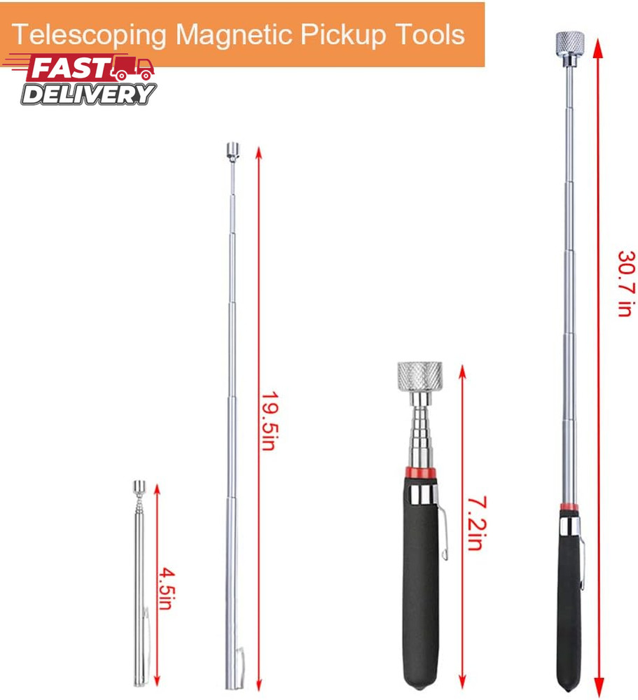3 Pack Telescoping Magnet Pick-Up Tool Set Retrieving Telescoping Magnet Pickup