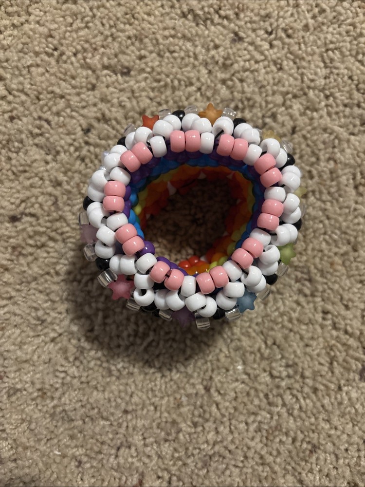 Large Rainbow Kandi Cuff Bracelet Rainbow Beads