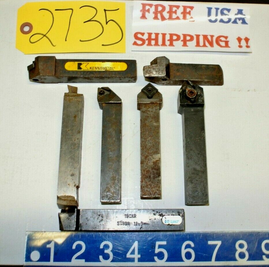 7 pcs 3/4" Thickness Lathe Toolholders Inserted including Kennametal & Iscar