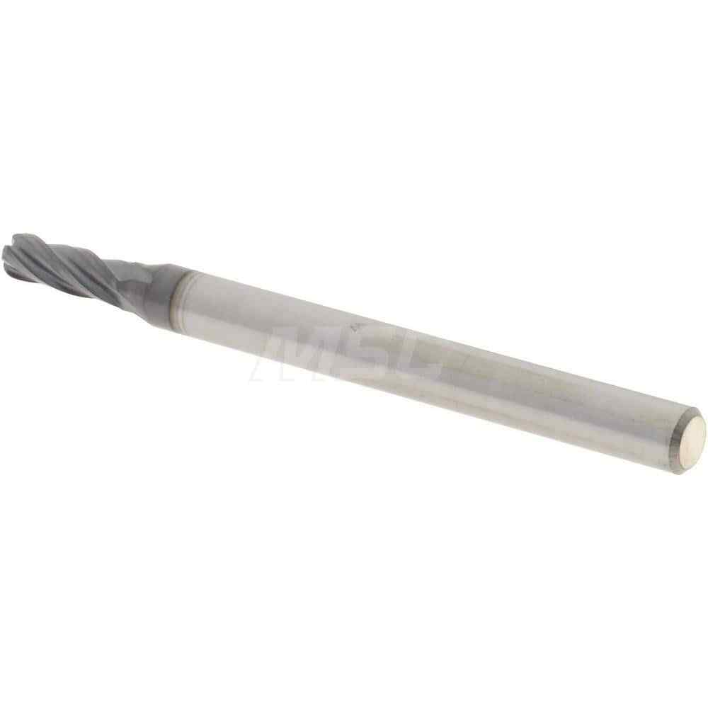 Accupro 3/32" Diam 4 Flute Single End Solid Carbide 0.03" Corner Radius End M...