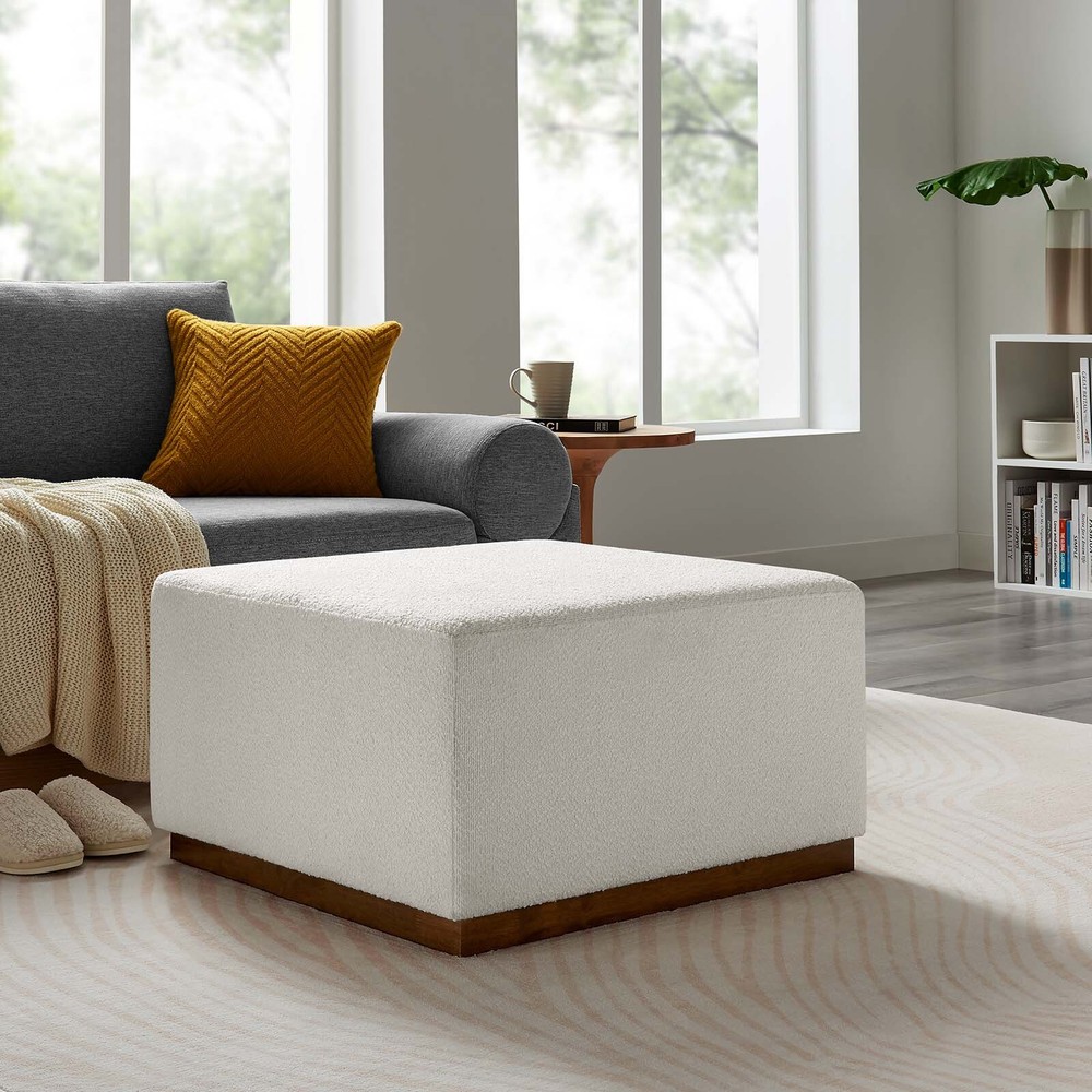 Modway Large 28" Square Boucle Upholstered Ottoman