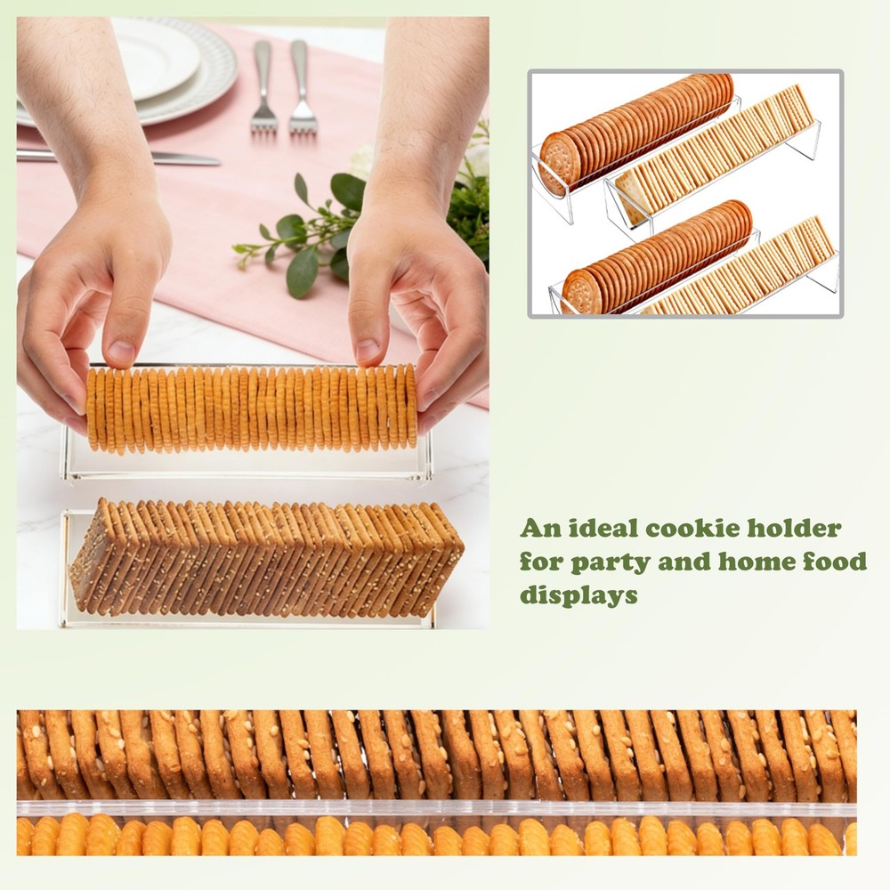 Set of 2 Clear Acrylic Cracker Trays Rectangular Serving Platters, Ideal Crac...