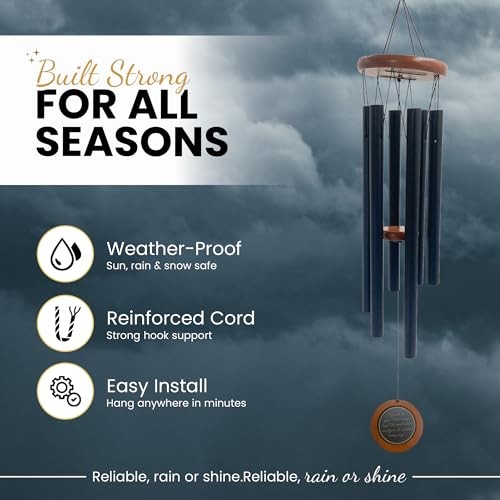 36" Personalized Memorial Wind Chimes with Custom Black Image Insert Design