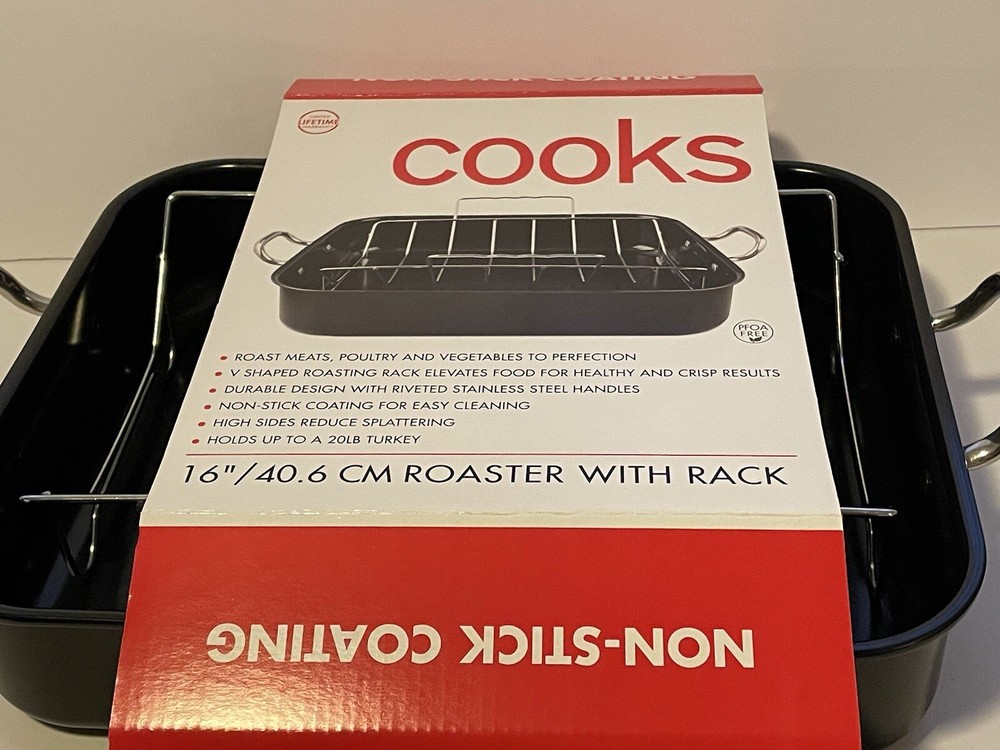 Roaster With Rack Non-stick New