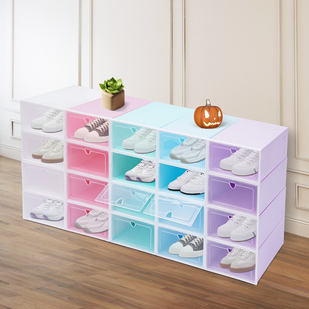 20 PCS Stackable Shoe Boxes, 33*23*14cm Shoe Storage Case, Shoe Organizer Boxes