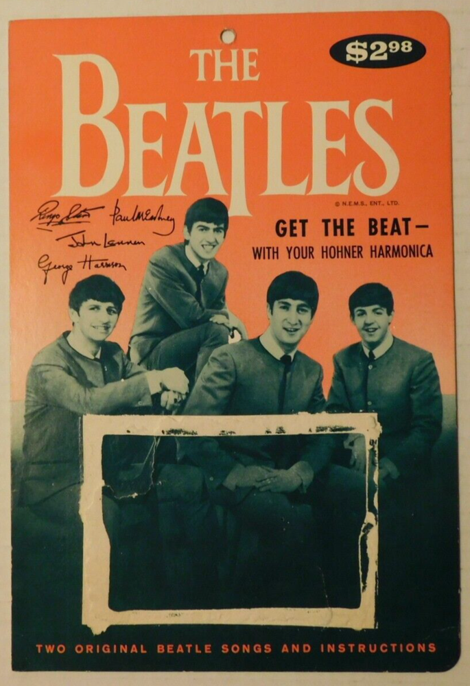 Beatles Original 1964 Harmonica Backing Card (NO HARMONICA OR PLASTIC COVER)