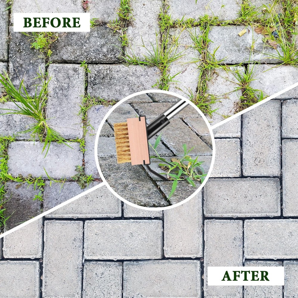 Crack Weeder Tool - Weed Puller Tool with 2 Heads and Scraping Hook, Paver We...